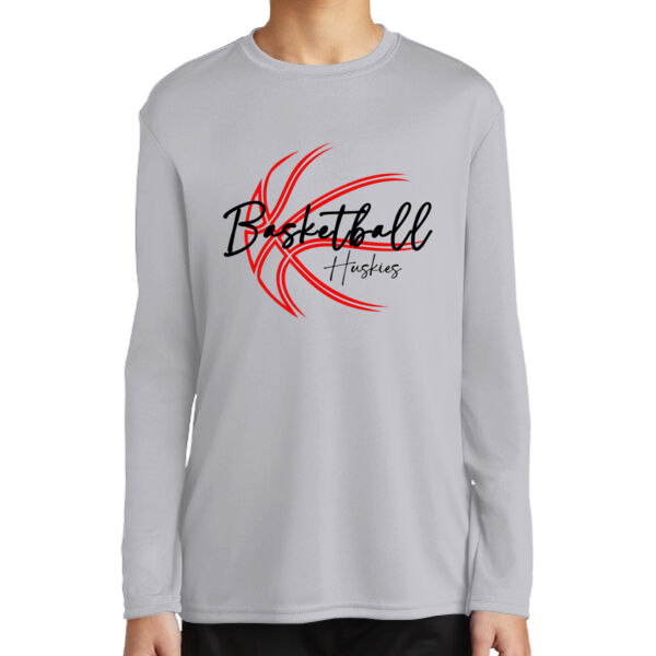 Huskies Basketball 1 - Youth Long Sleeve Performance Tee Thumbnail