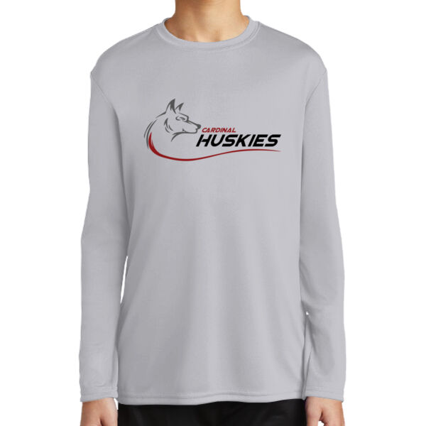 Cardinal Huskies 3 - Youth Long Sleeve Performance Tee Thumbnail